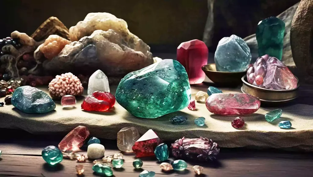 Selection of crystals used in crystal healing therapy