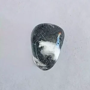 A single Moss Agate Tumbled and Polished Stone