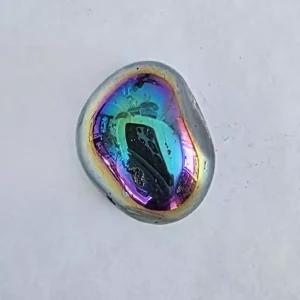A single Rainbow Titanium Quartz Tumbled and Polished Stone